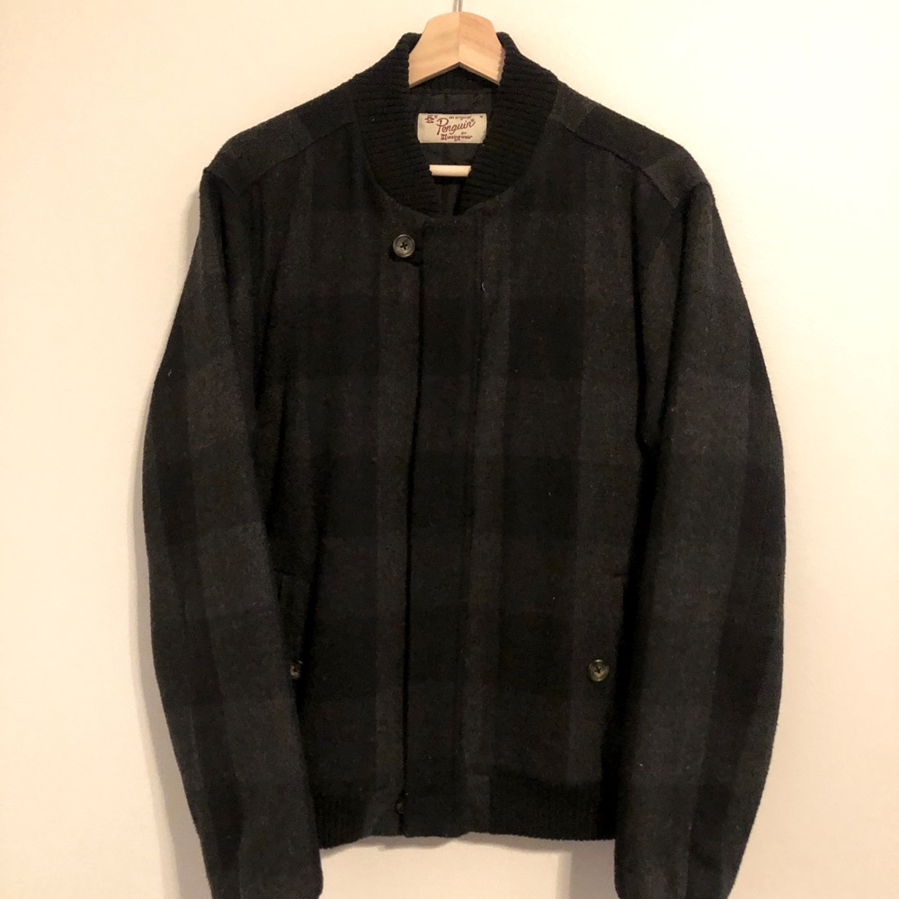 Plaid Penguin Bomber Wool jacket